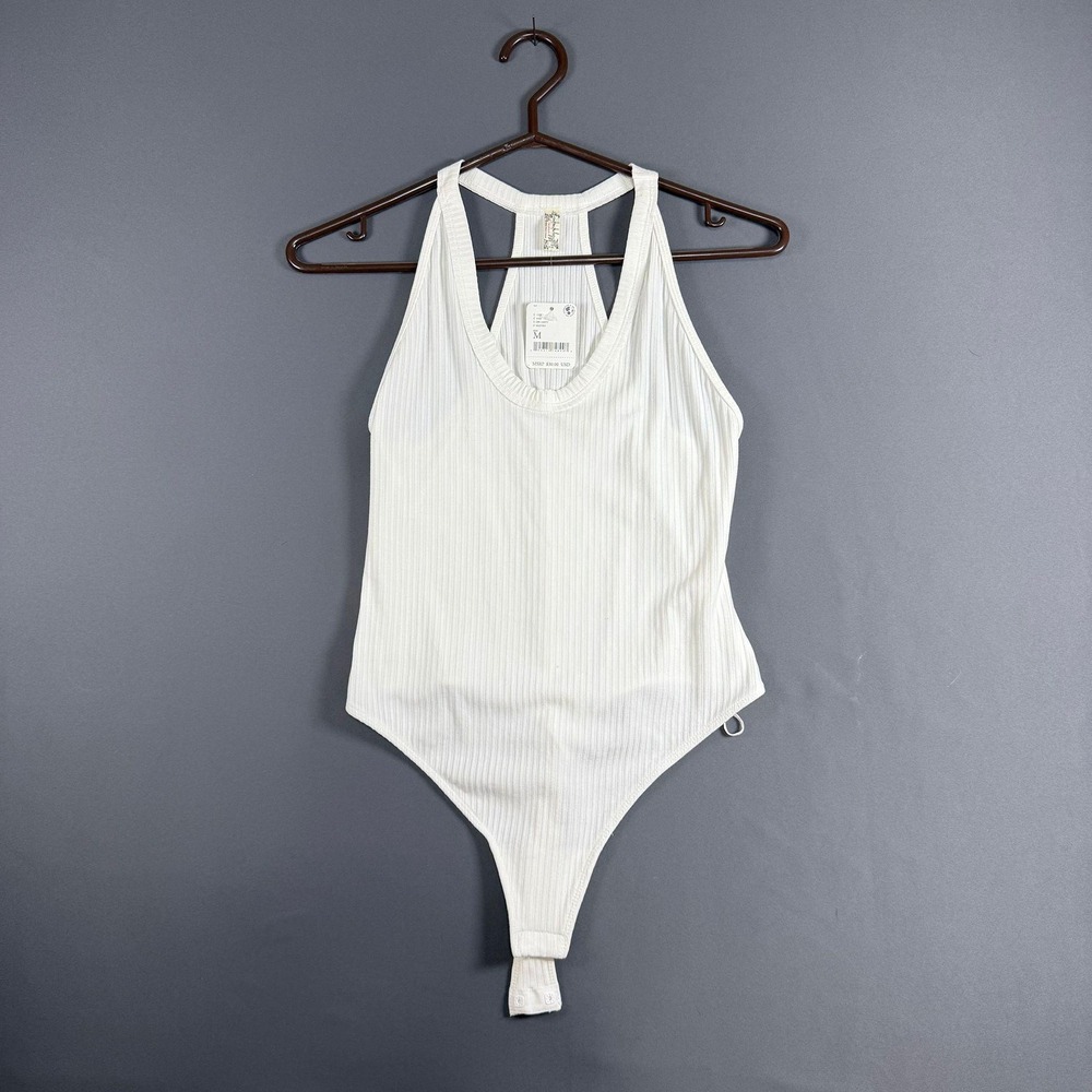 Free People Ribbed Halter Body Suit Ivory M